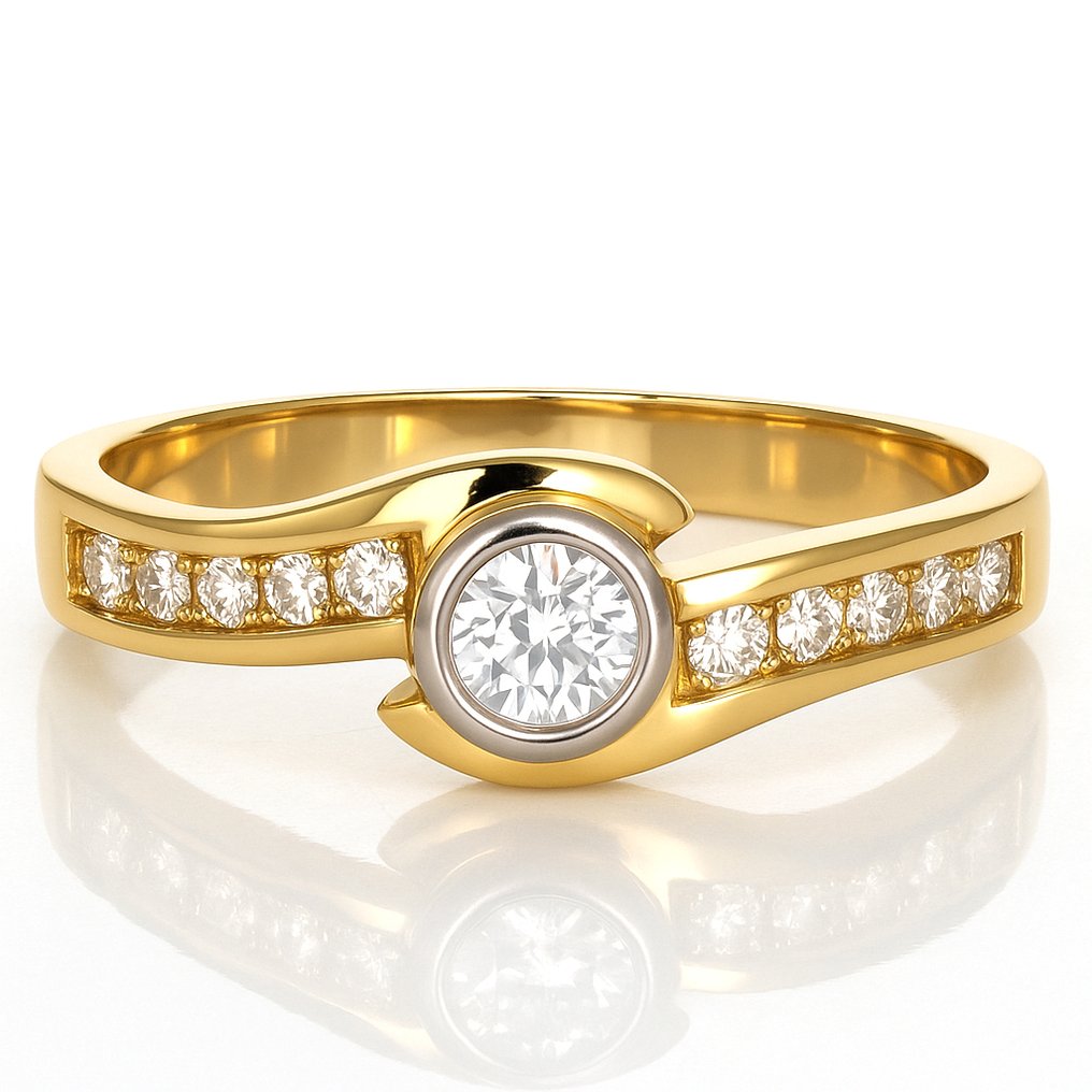 Δαχτυλίδι - 18 καράτια Λευκός χρυσός, Κίτρινο χρυσό -  0.56ct. tw. Διαμάντι (Φυσικό)  #1.0