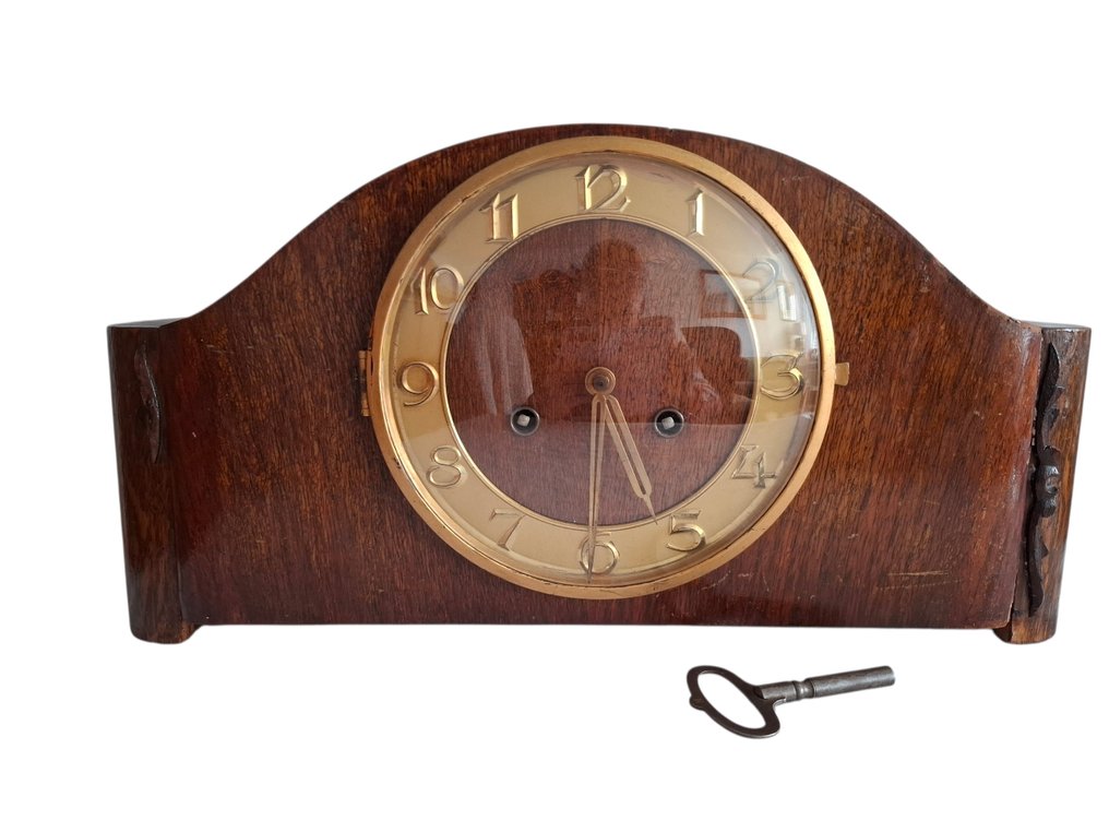 Mantelklok -  艺术装饰 木, 黄铜, 玻璃 - 1930-1940 #1.0