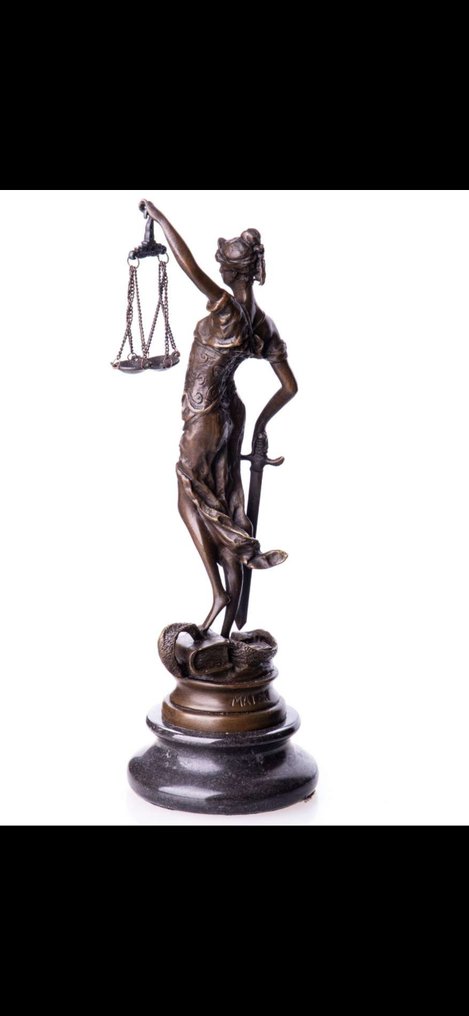 Φιγούρα - Bronzefigur Justitia NO reserve Price - Μπρούντζος, Μάρμαρο #4.3