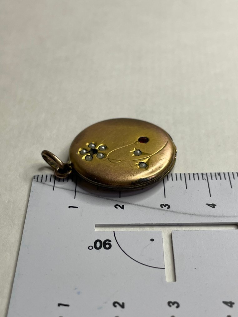 没有保留价 - 吊坠 金碧辉煌 红宝石 - 珍珠 #4.3