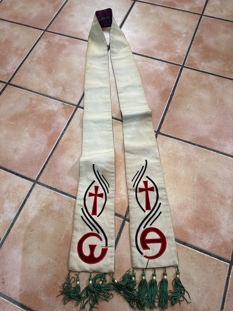 Επιτραχήλιο (Επίσημη στολή ιερέα) - Αντίκες - Μετάξι, Χρυσός, ρόφι - 1920-1930 - Ποιμενική εσάρπα - 20ός αιώνας #1.0