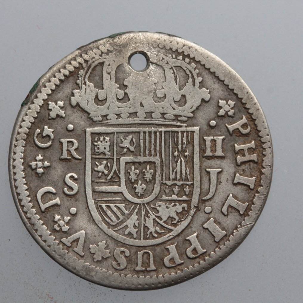 西班牙. 费利佩五世. 2 Reales 1722 Sevilla J  (没有保留价) #1.0