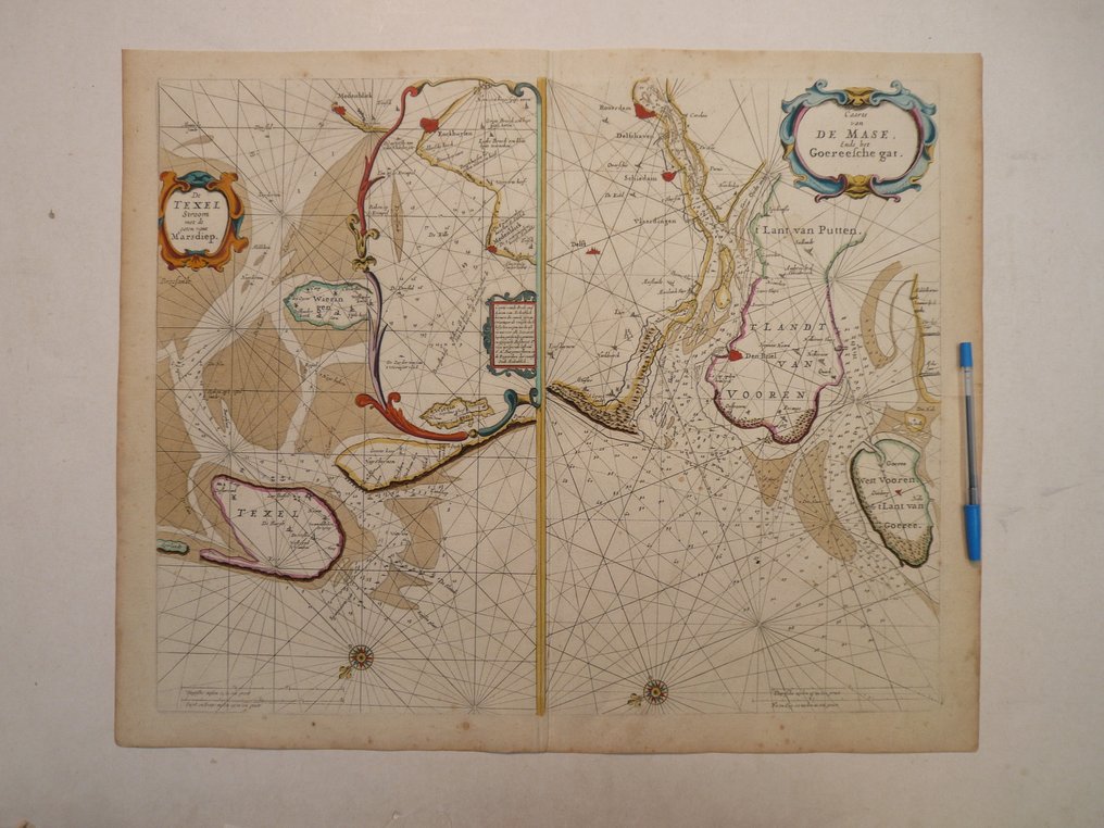 Nederland - Texel / Noordzee / Wieringen / Rotterdam / Maas; Johannes van Keulen - De Texelstroom met de gaten van Marsdiep / Caarte van de Mase ende het Goereesche Gat - 1681-1700 #1.0