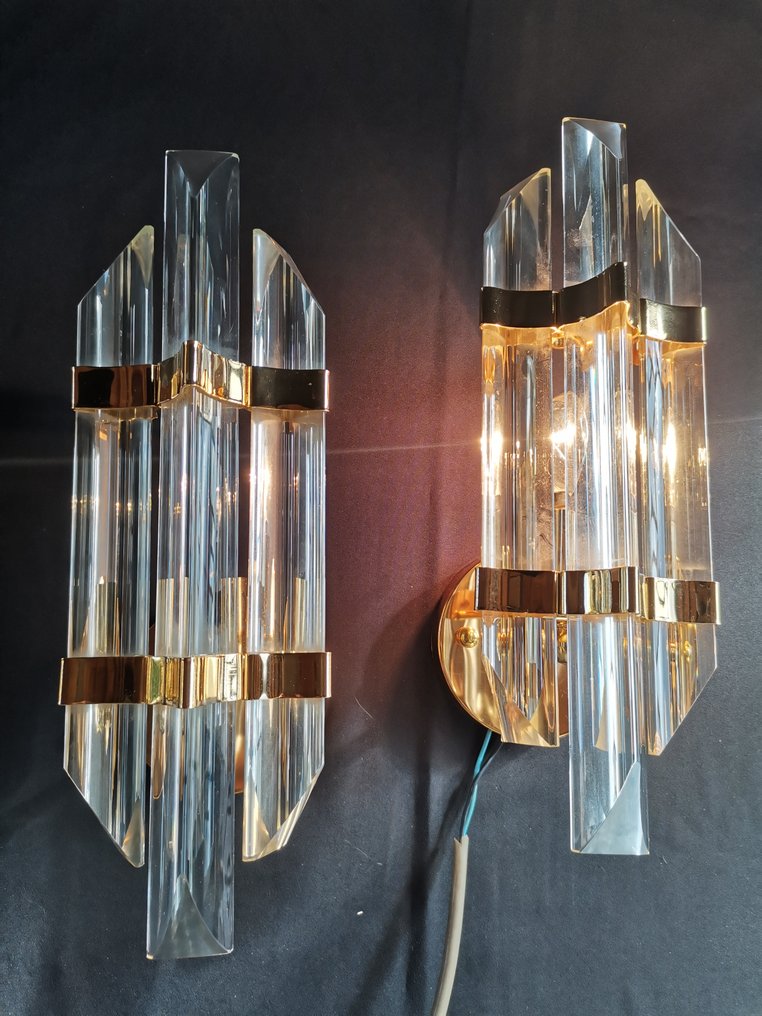 Φωτιστικό τοίχου (2) - Κρύσταλλο, Μέταλλο - Estilo Paolo Venini #1.0
