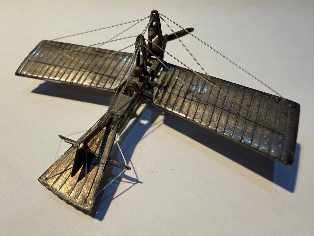 Zilveren miniatuur vliegtuig Fokker Spin - Model plane #3.2