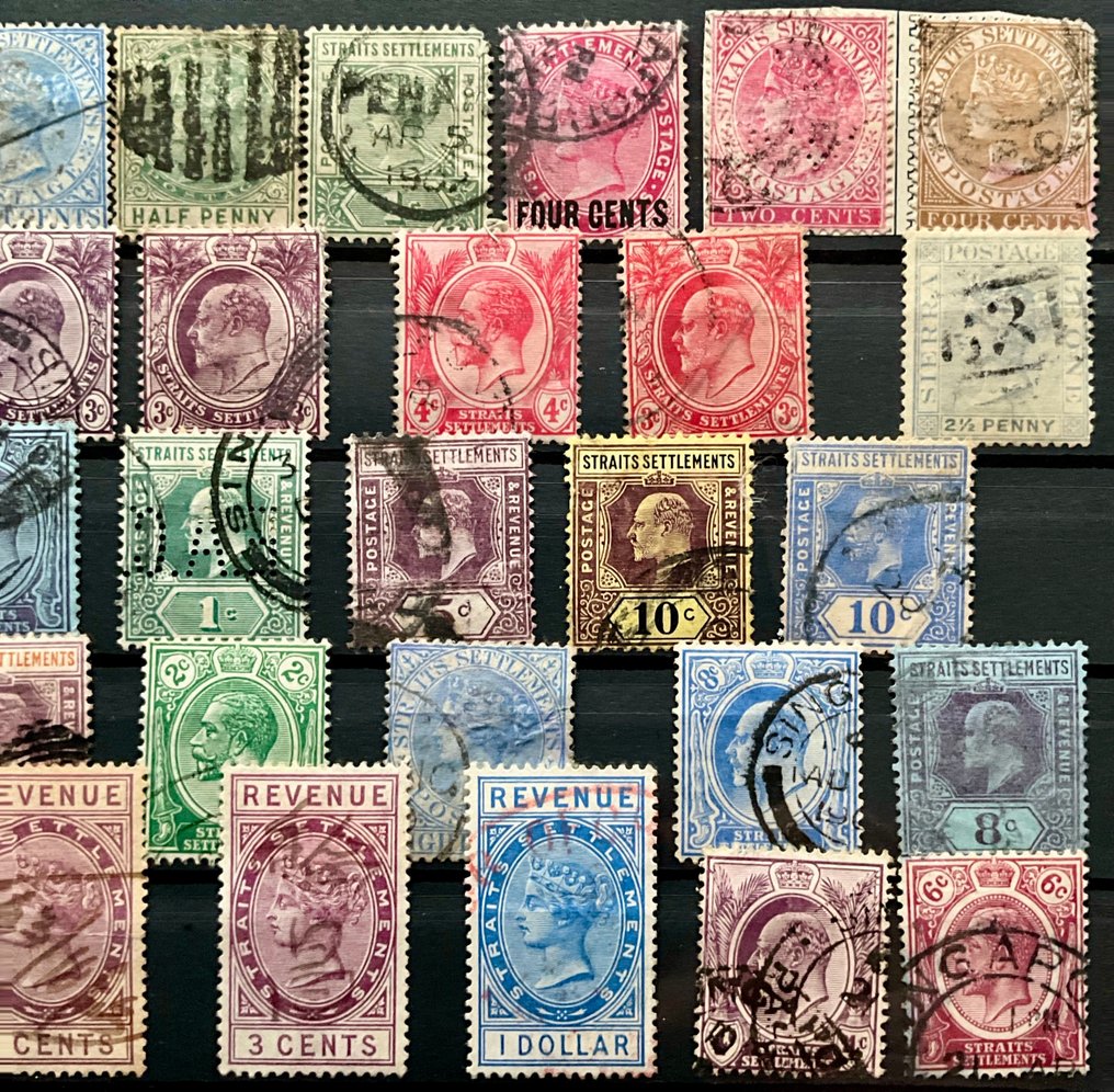 英联邦 1869/1968 - 锡兰、毛鲁、海峡殖民地，5张邮票，未贴邮票，未使用，未使用过 - 极佳。 - Michel #4.3