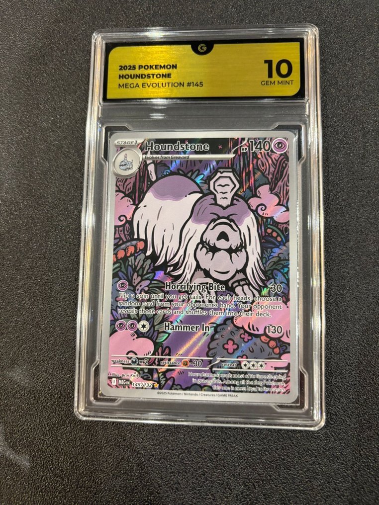 Pokémon - 1 Graded card - Houndstone 145 Mega Evolutions Illustration complète - GG 10 #1.0