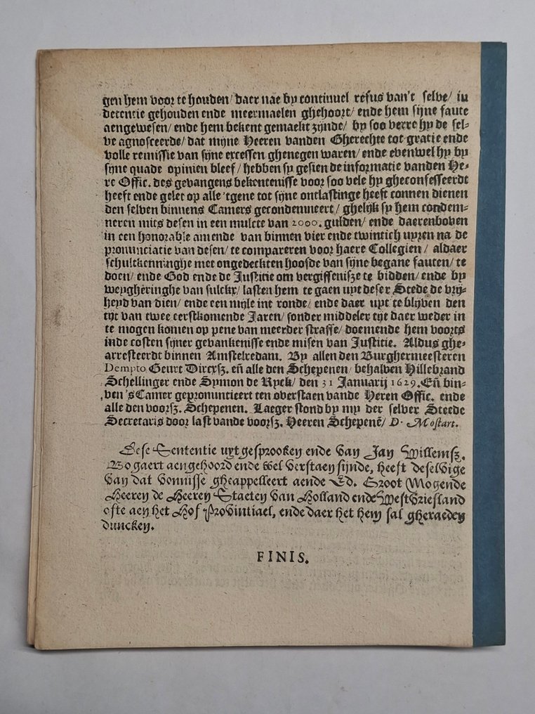 [oud schepen der stad Amsterdam] - Copie vande requeste / confessie / ende sententie van Ian Willemsen Bogaert - 1629 #4.3