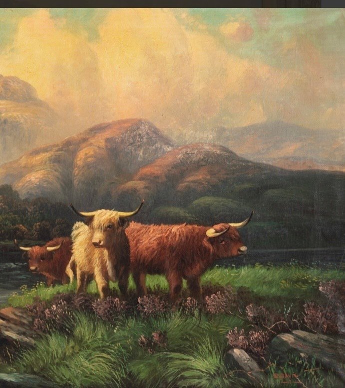 Βρετανική σχολή (XIX) - Paesaggio fluviale con armenti #3.2