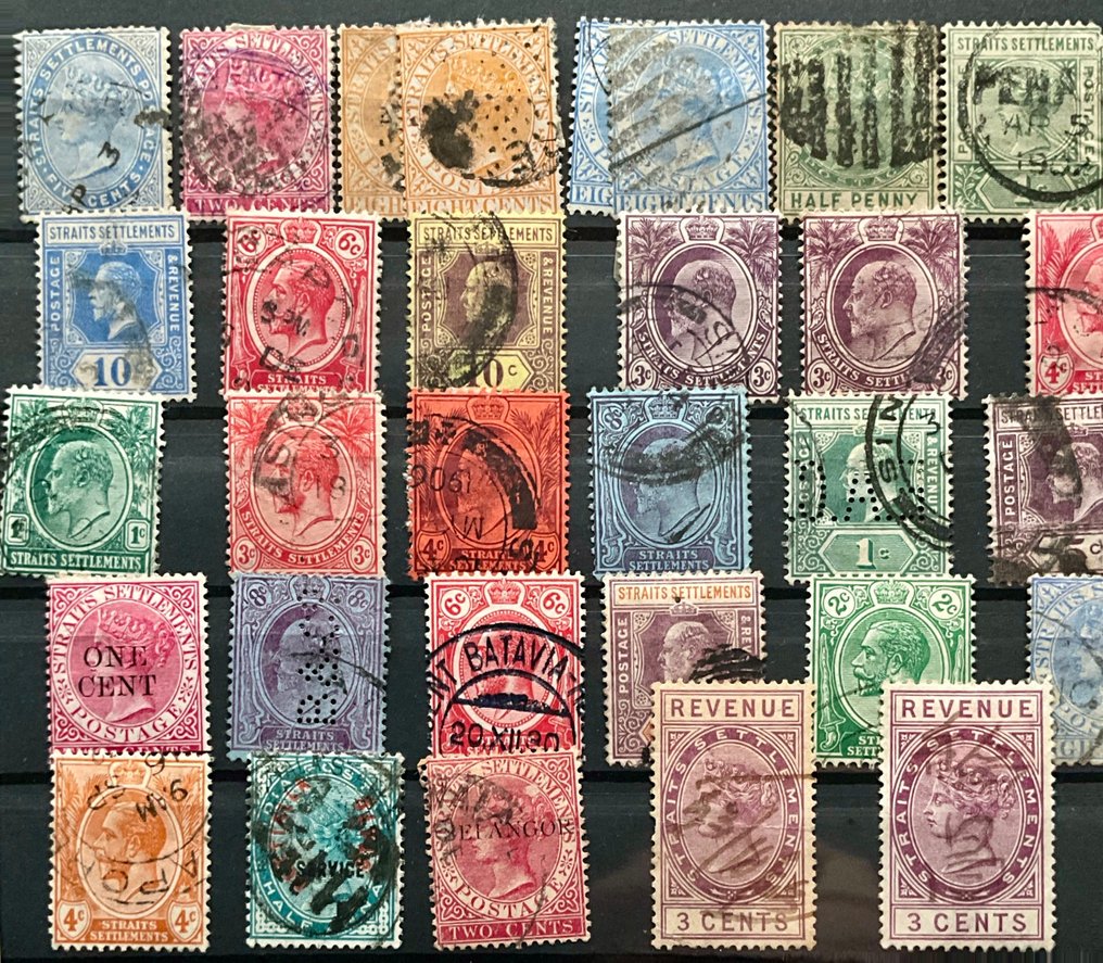 英联邦 1869/1968 - 锡兰、毛鲁、海峡殖民地，5张邮票，未贴邮票，未使用，未使用过 - 极佳。 - Michel #3.2