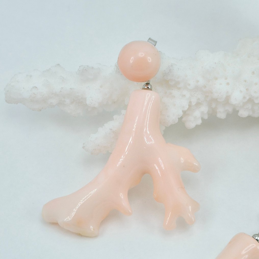 Coral - Prata - Brincos - Corallo Rosa #2.1