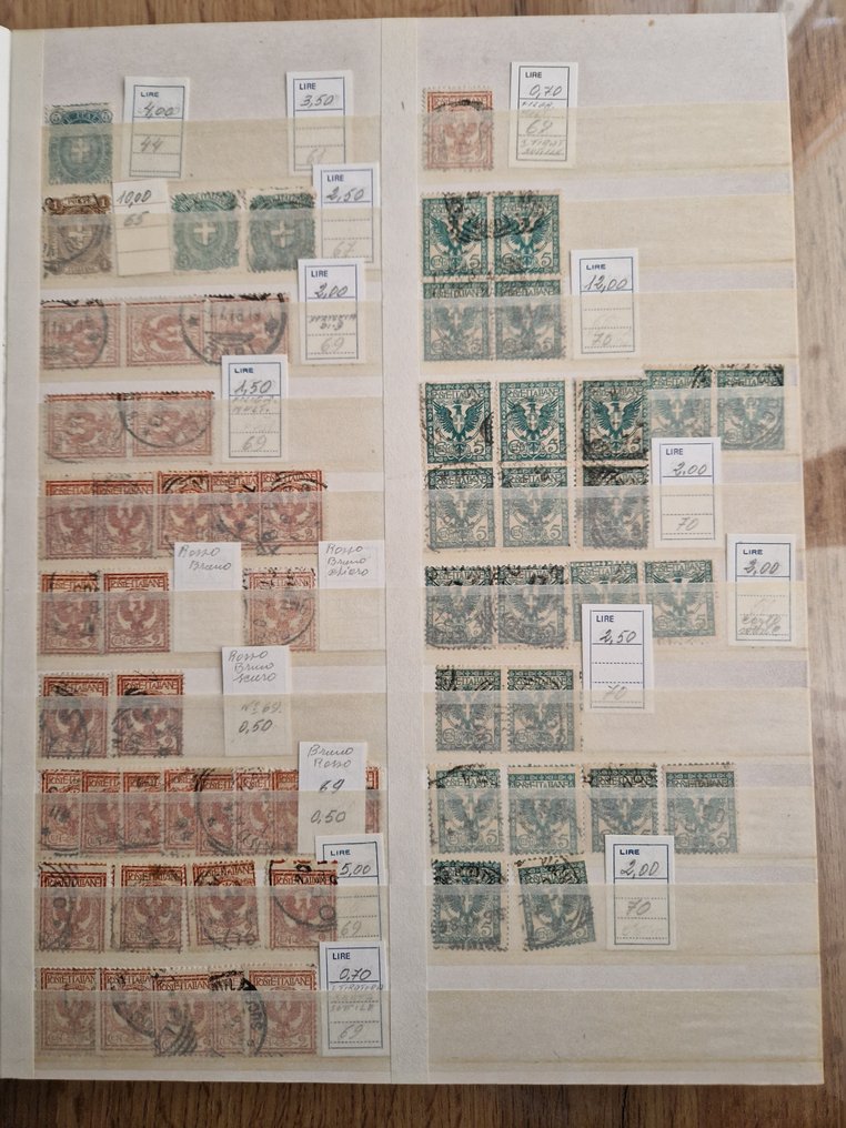 意大利王国 1900/1940 - 意大利王国。大量已使用的邮票，具有许多细小的水印变体。 #2.1