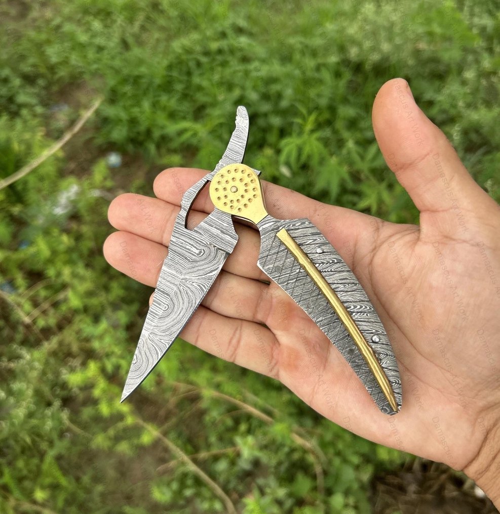 Folding Knife - Μαχαίρι κουζίνας - Αναδιπλούμενο μαχαίρι -  μαχαίρι - Κατσικίσιο δέρμα - Βόρεια Αμερική - Χειροποίητο αναδιπλούμενο μαχαίρι #1.0