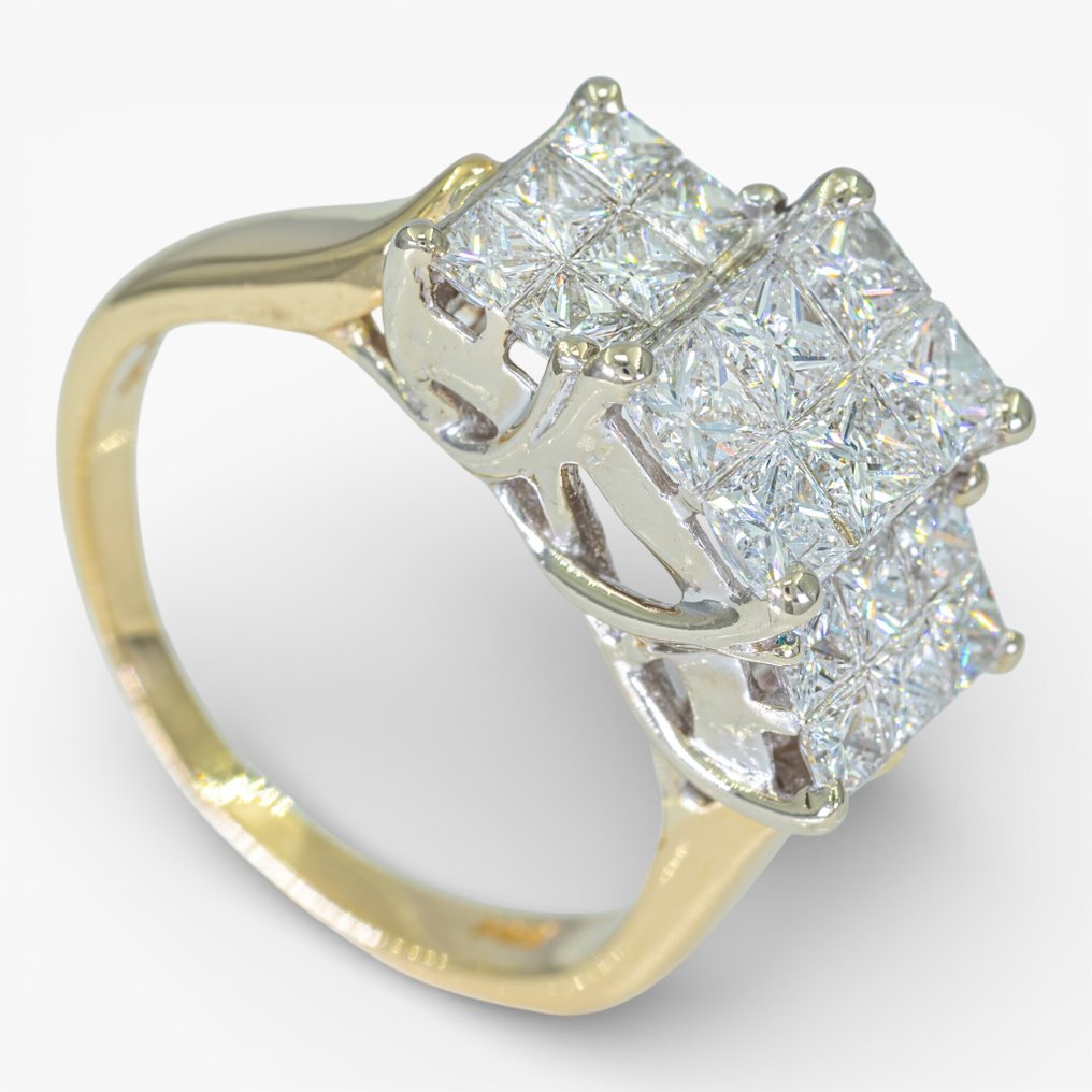 沒有保留價 - 戒指 - 14 克拉 白金, HRD - VVS 至 VS, 黃金 -  2.05ct. tw. 鉆石 (天然) #2.1