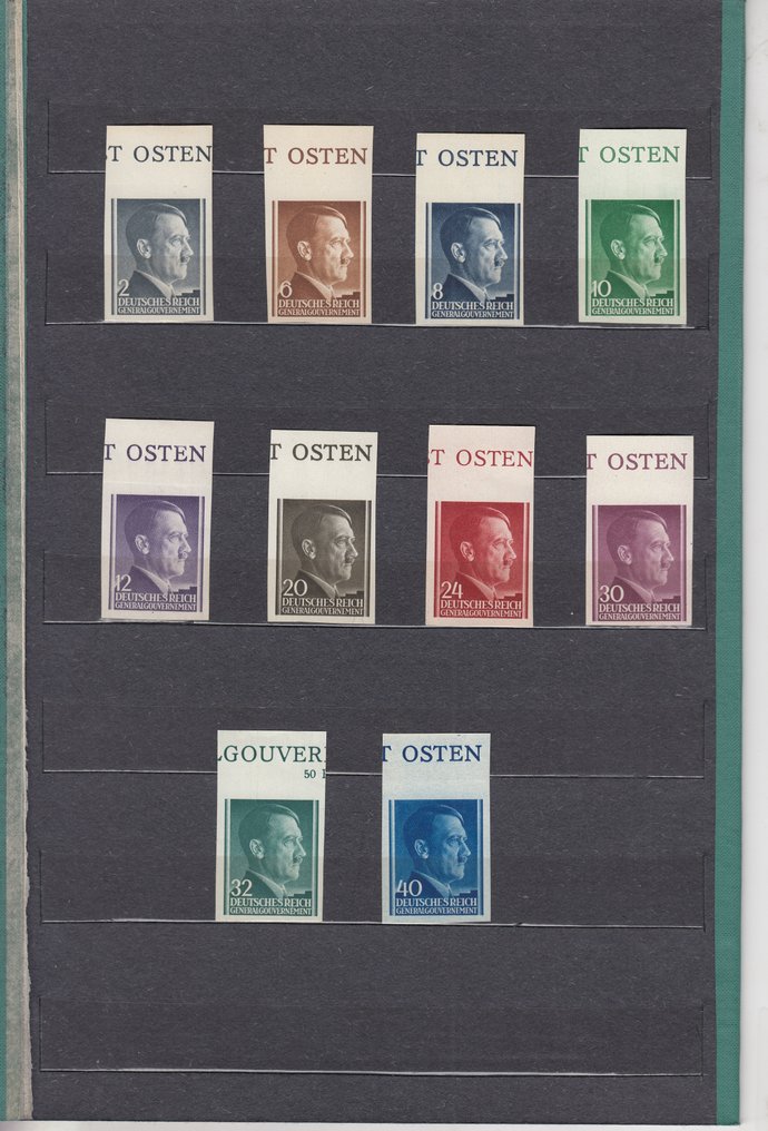 Generalgouvernement  - 一套包括有孔和无孔邮票，以及纪念邮票和明信片的收藏。 #3.2