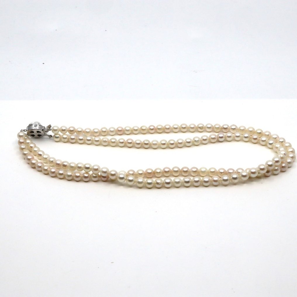 Utan reservationspris - Halsband Silver Pärla - Elegant dubbelsträng #4.3