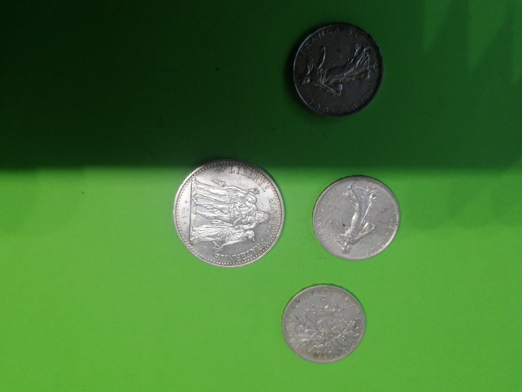 Frankrijk. 4 Silbermünzen (5 Francs & 10 Francs)  (Zonder minimumprijs) #2.1