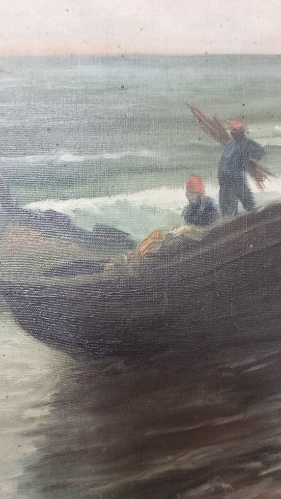 École espagnole (XX) - Marina con barcos #2.1