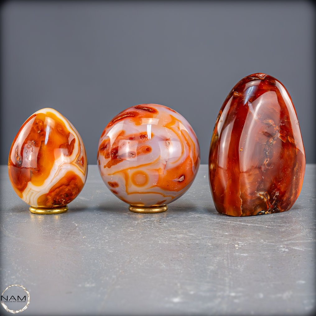 火与激情 独特的红玉髓套装，充满生命力- 1233.01 g - (3) #3.2