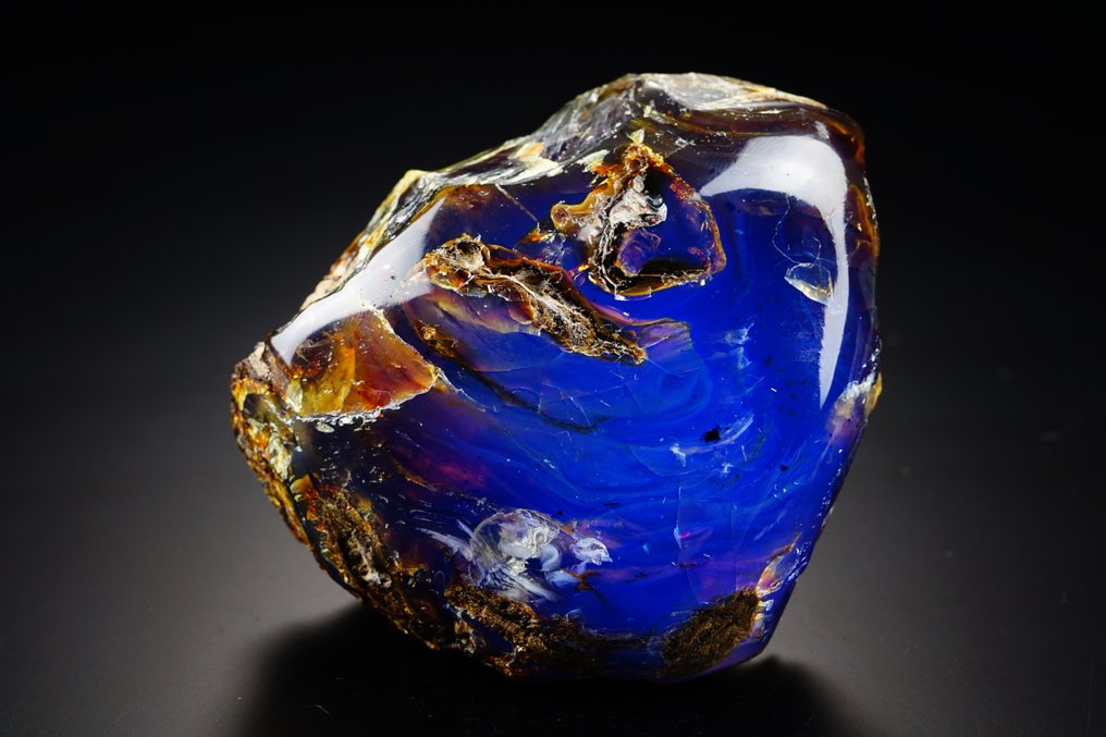 橙色-蓝色琥珀自然 精彩的色彩表现——光滑细腻 - 高度: 8.2 cm - 宽度: 6.9 cm- 96 g #1.0