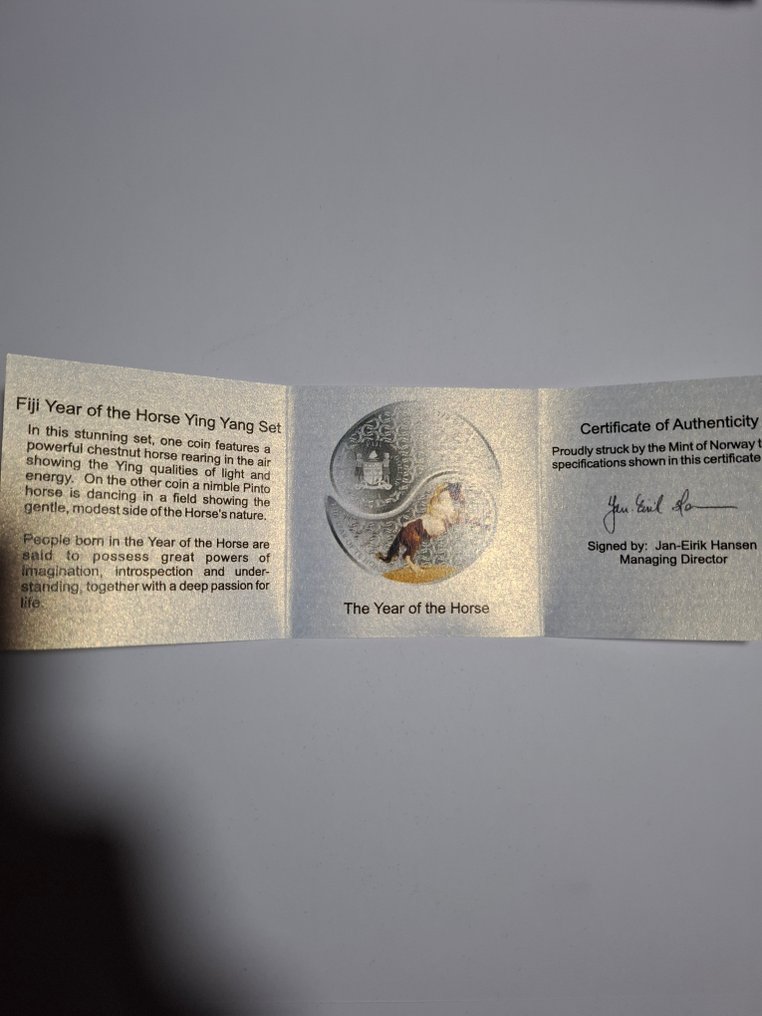 Fiji. 1 Dollar 2014 Yin and Yang year of the Horse proof colored 2X16,81g /925 Ag  (No reserve price) #4.3