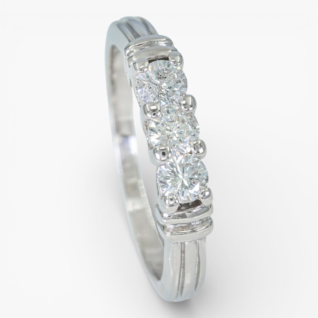 沒有保留價 - 戒指 - 14 克拉 IGI Antwerp, 白金 -  0.50ct. tw. 鉆石 (天然) #1.0