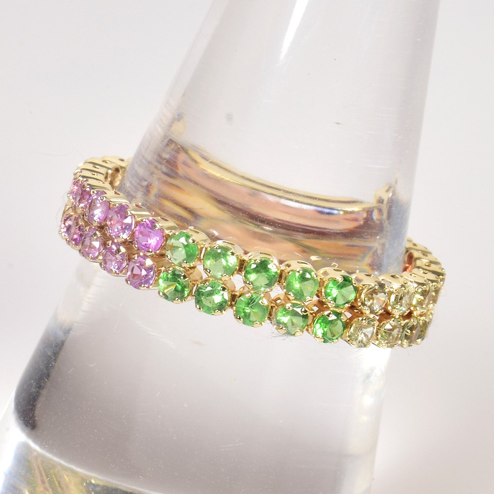 χωρίς τιμή ασφαλείας - Δαχτυλίδι - 14 καράτια Κίτρινο χρυσό -  1.58ct. tw. Διάφοροι πολύτιμοι λίθοι - Πιστοποιητικό GFCO #2.1