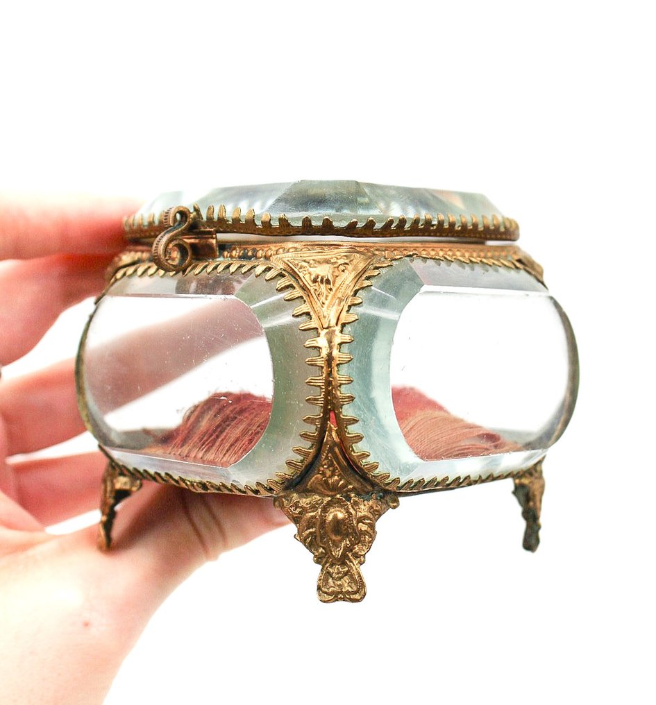 Coffret à bijoux 5 verres biseautés Napoléon III - Κουτί κοσμημάτων - τετράγωνο γυαλί, Ορείχαλκος #2.1