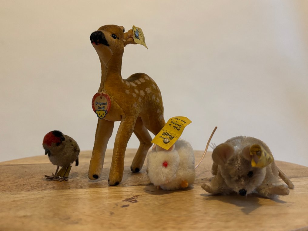 Steiff - Φιγούρα - Steiff Rehkitz, Mäuse und Vogel - Textile, Βελούδο #1.0