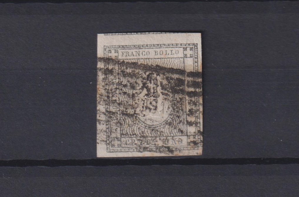 Αρχαία ιταλικά κράτη - Σαρδηνία 1861/1861 - Φακελάκι για εφημερίδες, 1 λεπτό, με σφραγίδα, εξαιρετικό, πιστοποιητικό Sorani. - Sassone n° 19 #1.0