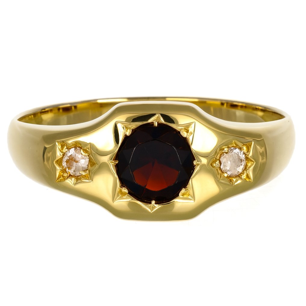 Δαχτυλίδι - 18 καράτια Κίτρινο χρυσό - 0.90ct. tw. Γρανάτης - Διαμάντι #3.2