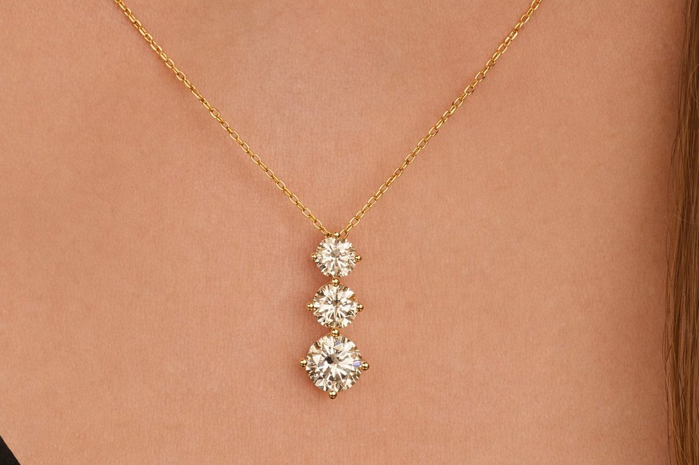 Κολιέ - 14 καράτια Κίτρινο χρυσό -  3.55ct. tw. Διαμάντι (Εργαστηριακής καλλιέργειας) - Διαμάντι #1.0