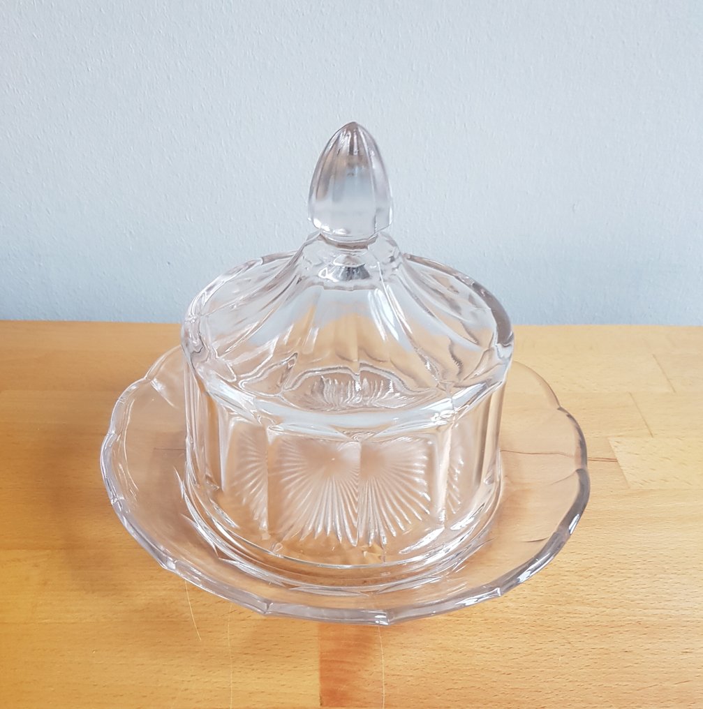 Val Saint Lambert, LUXVAL - Charles Graffart - Πιάτο βουτύρου - Service à Larges Cotes Plates - Γυαλί - KAASSTOLP/Κουτί τυριού #4.3