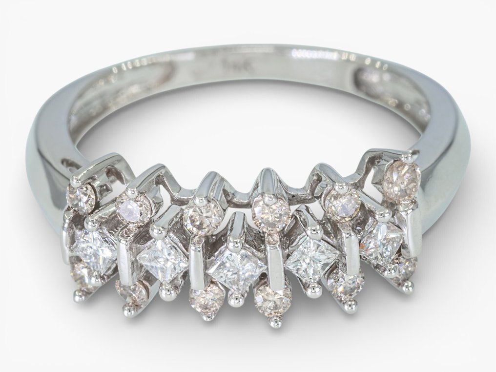 没有保留价 - 戒指 - 14K包金 IGI Antwerp, 白金 - 0.50ct. tw. 钻石 (天然) #3.2