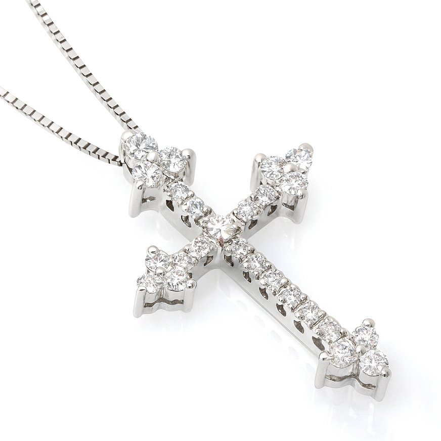 吊坠项链 - 18K包金 白金 -  0.32ct. tw. 钻石 (天然)  #1.0