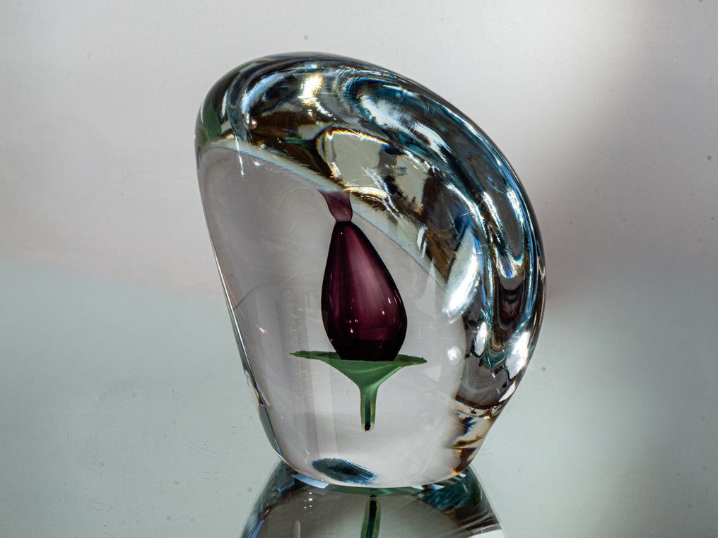Beranek Škrdlovice - František Kouřil - Brevpresser - Künstlerisches Designobjekt (1992) - Höhe 12 cm / 1,35 kg - Glas #4.3