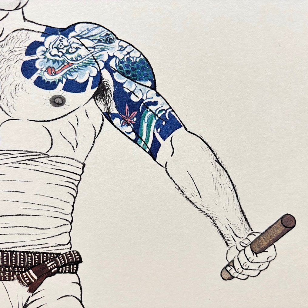 持鼓棒的男人 - 石版画 三岛剛画集 若者 三島剛畫集 若者 三島剛的畫集 - 平版画 - Mishima Gō 三島剛 (1924-1988) - 日本 - 昭和年代(1926-1989) #3.2