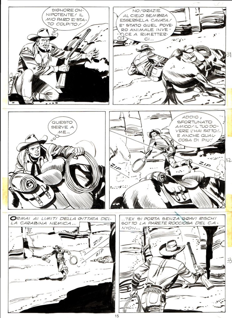 Letteri, Guglielmo - 1 Original page - Tex #406 - "Uomini crudeli" - 1994 #1.0