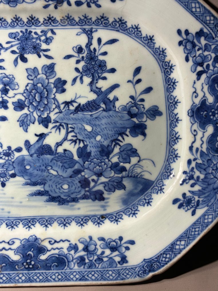 Μεγάλο πιάτο - Πουλιά σε τοπίο - Μπλε & λευκό (Πωλείται χωρίς ελάχιστη τιμή) - Πορσελάνη - Κίνα - Qianlong (1736-1795) #4.3
