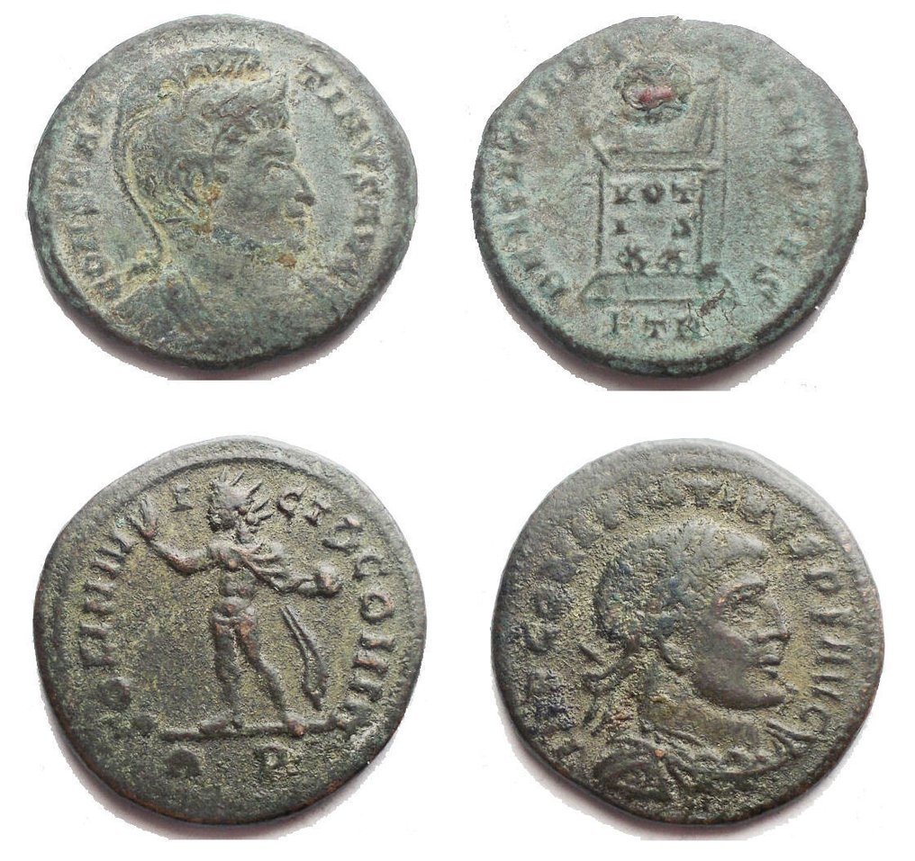 罗马帝国. 君士坦丁一世 （公元306-337）. Lot of 2 Æ Folles  (没有保留价) #1.0