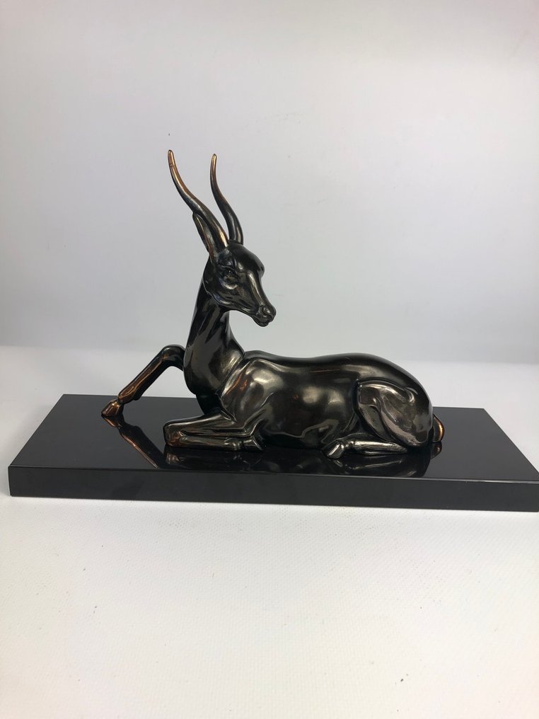 Γλυπτό, Gazelle - 18.5 cm - Μάρμαρο, Ψευδάργυρος #1.0