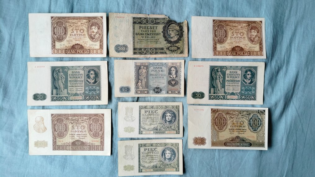 Polen. - 10 Banknotes - Various Dates  (Ingen mindstepris) #1.0