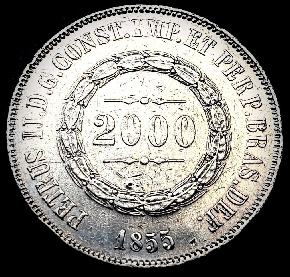 Βραζιλία. Pedro II (1831-1889). 2000 Reis 1855  (χωρίς τιμή ασφαλείας) #1.0
