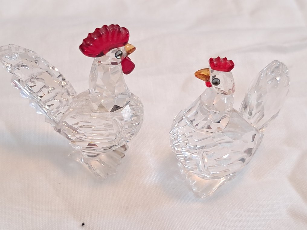 Swarovski - Αγαλματίδιο μινιατούρα - Coppia gallo e gallina - Γυαλί #1.0