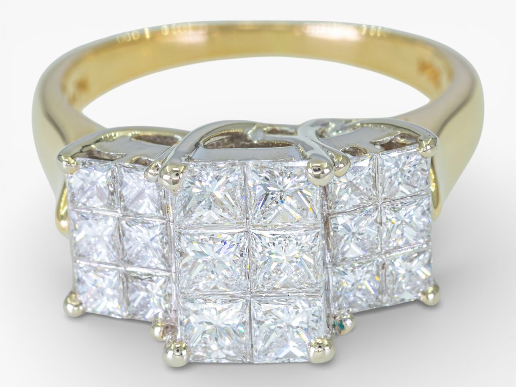 沒有保留價 - 戒指 - 14 克拉 白金, HRD - VVS 至 VS, 黃金 -  2.05ct. tw. 鉆石 (天然) #3.2