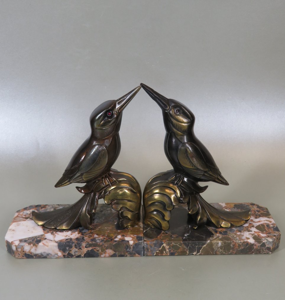 IJsvogel op een tak, Franjou, Frankrijk - Βιβλιοστάτες (2) - Μέταλλο, Μάρμαρο #1.0