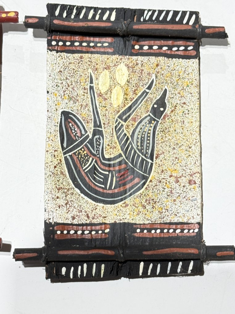 一组三幅土著树皮画 - 巴瑟斯特地区 - 北澳大利亚  (沒有保留價) #2.1