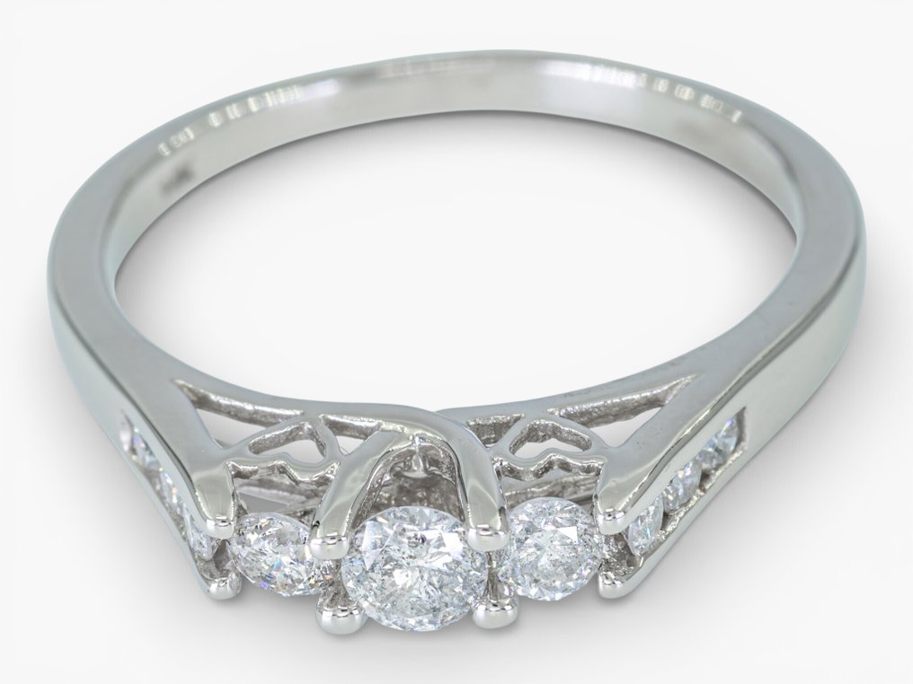 沒有保留價 - 戒指 - 14 克拉 IGI Antwerp, 白金 -  0.50ct. tw. 鉆石 (天然) #3.2