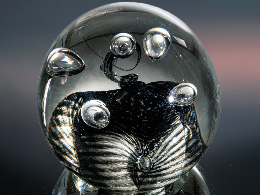 Caithness Glass - Margot Thomson - 纸镇 - "Parallel Lines" (1993) - Ø 7,8 cm - 玻璃 #1.0