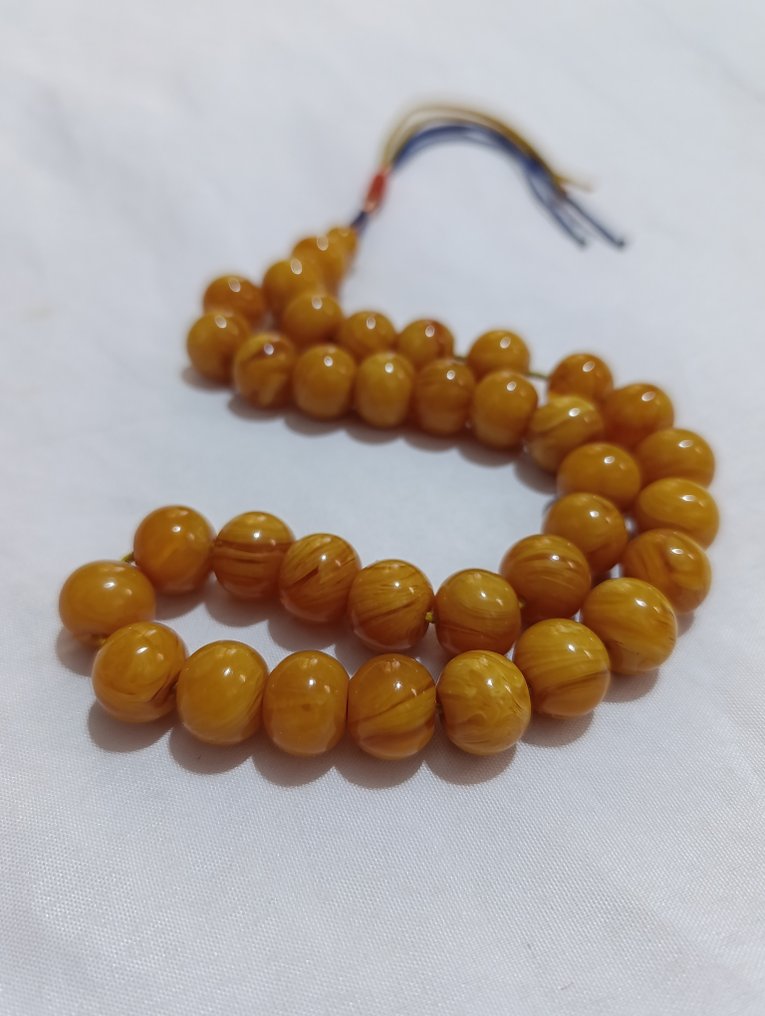  Terço - Âmbar - 1970-1980 - Rosário de Contas de Oração Raro  #3.2